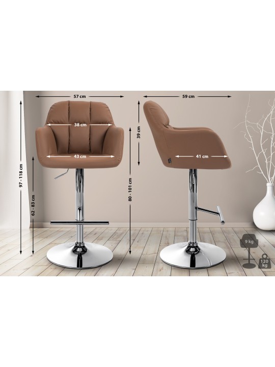 Bárszék Natoma műbőr króm, világosbarna