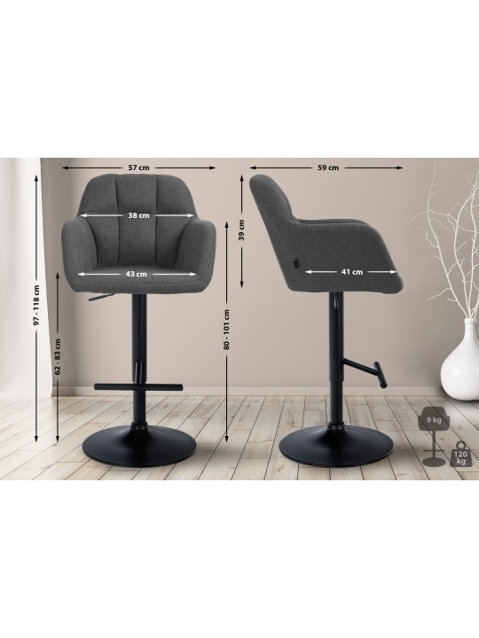 Bárszék Natoma szövet, sötétszürke