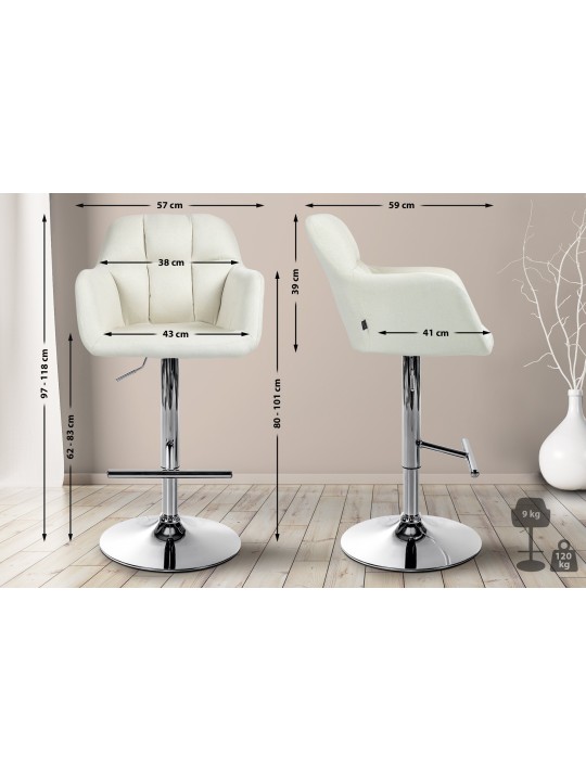 Bárszék Natoma szövet króm, krém