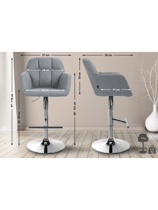 Bárszék Natoma szövet króm, szürke