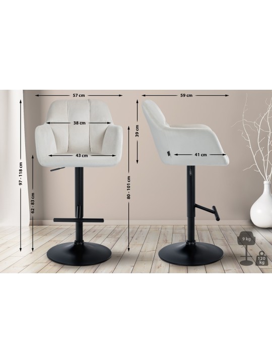 Bárszék Natoma bársony, krém