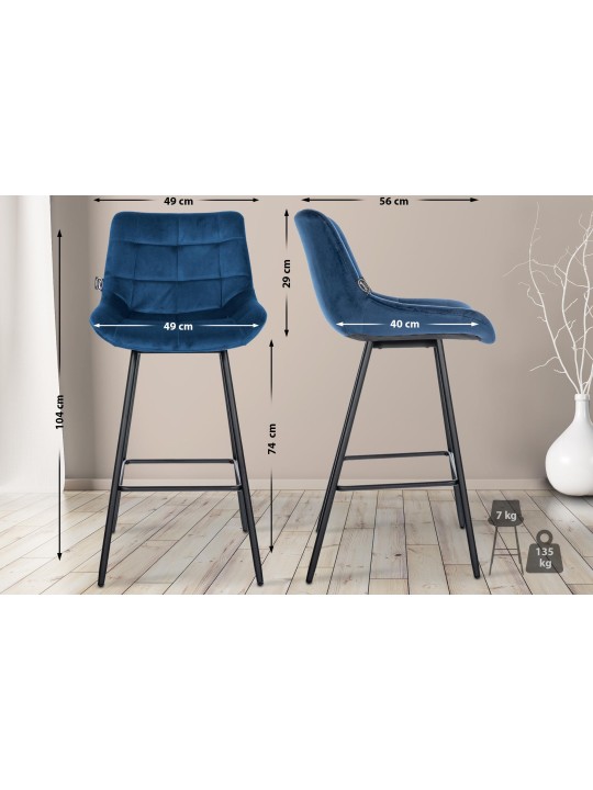 Bárszék Weston bársony, kék Bárszék Weston bársony, kék