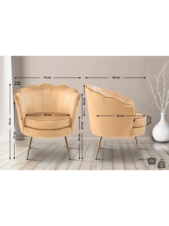 Szék Rosita bársony, sárga Szék Rosita bársony, sárga