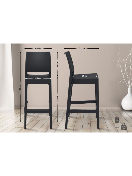 2 db Maya bárszék szett, fekete