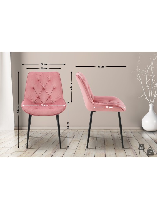 Wallace bársony étkezőszék, rózsaszín