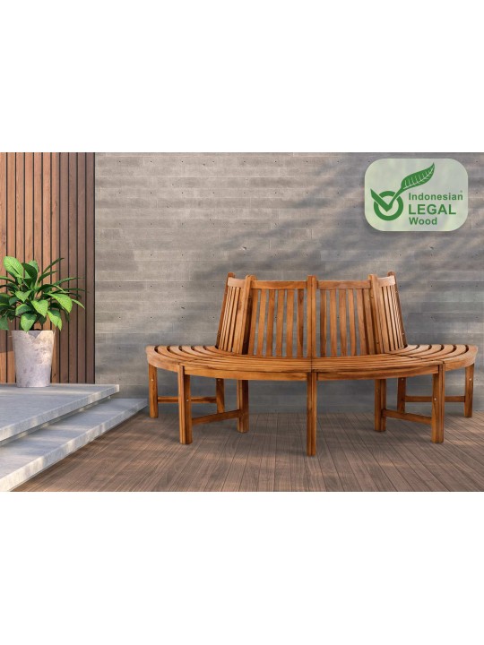Leming fa pad félkör 200 cm, teak