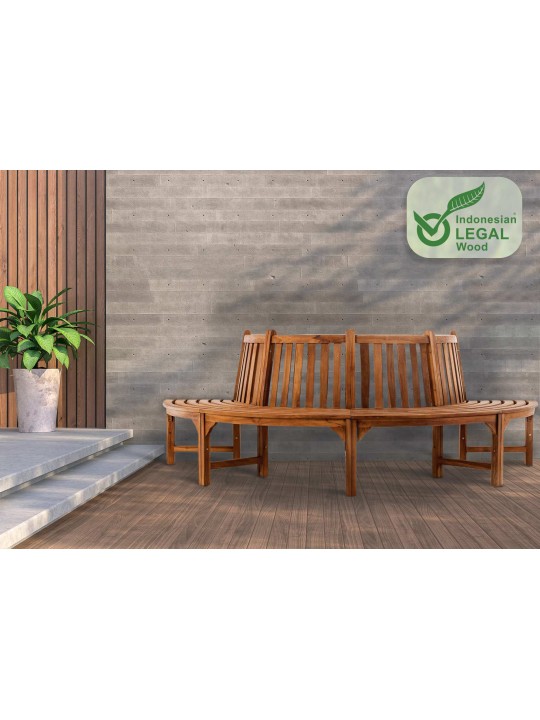 Leming fa pad félkör 250 cm, teak