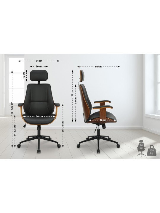 Lugo műbőr irodai szék, dió/fekete