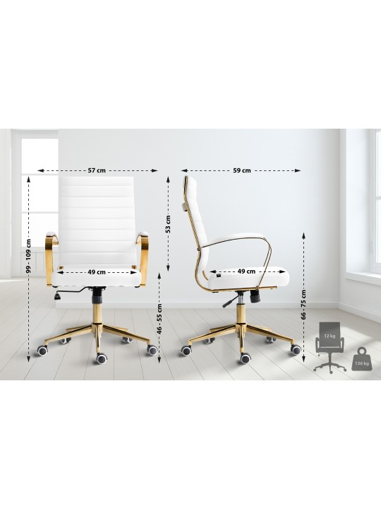 Havanna műbőr irodai szék, fehér