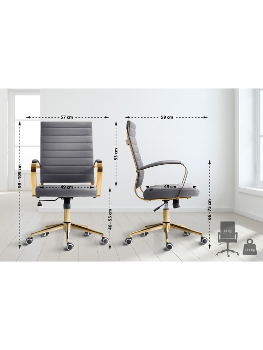 Havanna műbőr irodai szék, szürke