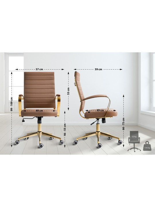 Havanna műbőr irodai szék, világosbarna