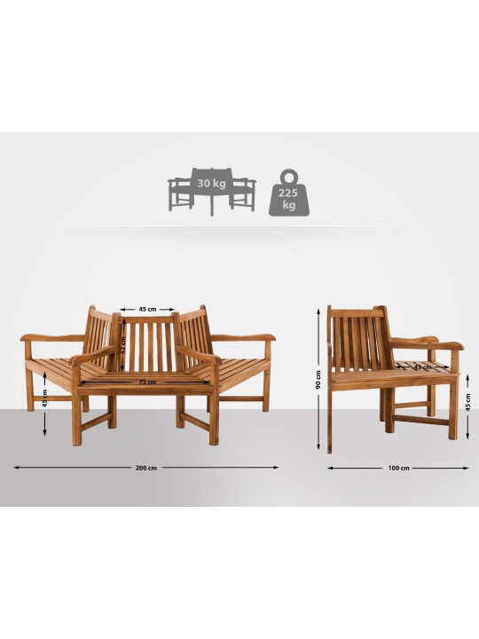 Kenna fapad félkör alakú kartámasszal 200 cm, teak