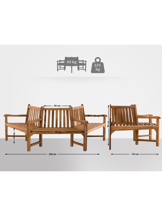 Kenna fapad félkör alakú kartámasszal 250 cm, teak