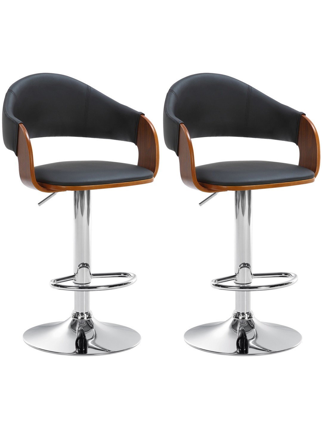 2 bárszék szett Nilse műbőr króm, dió/fekete