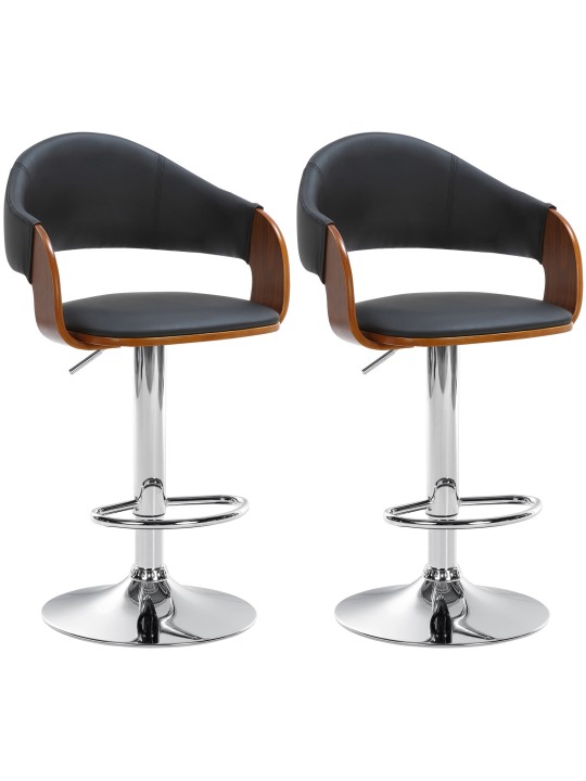 2 bárszék szett Nilse műbőr króm, dió/fekete
