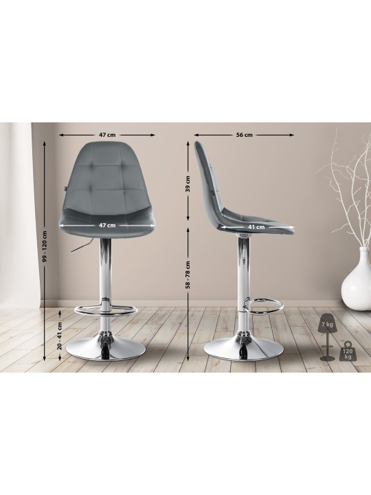 Bárszék Elmore műbőr C, szürke