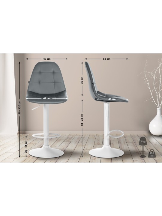 Bárszék Elmore műbőr W, szürke