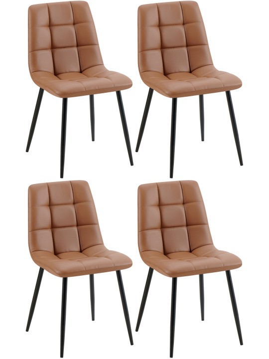 4 db Antibes műbőr étkezőszék szett, sötétbarna