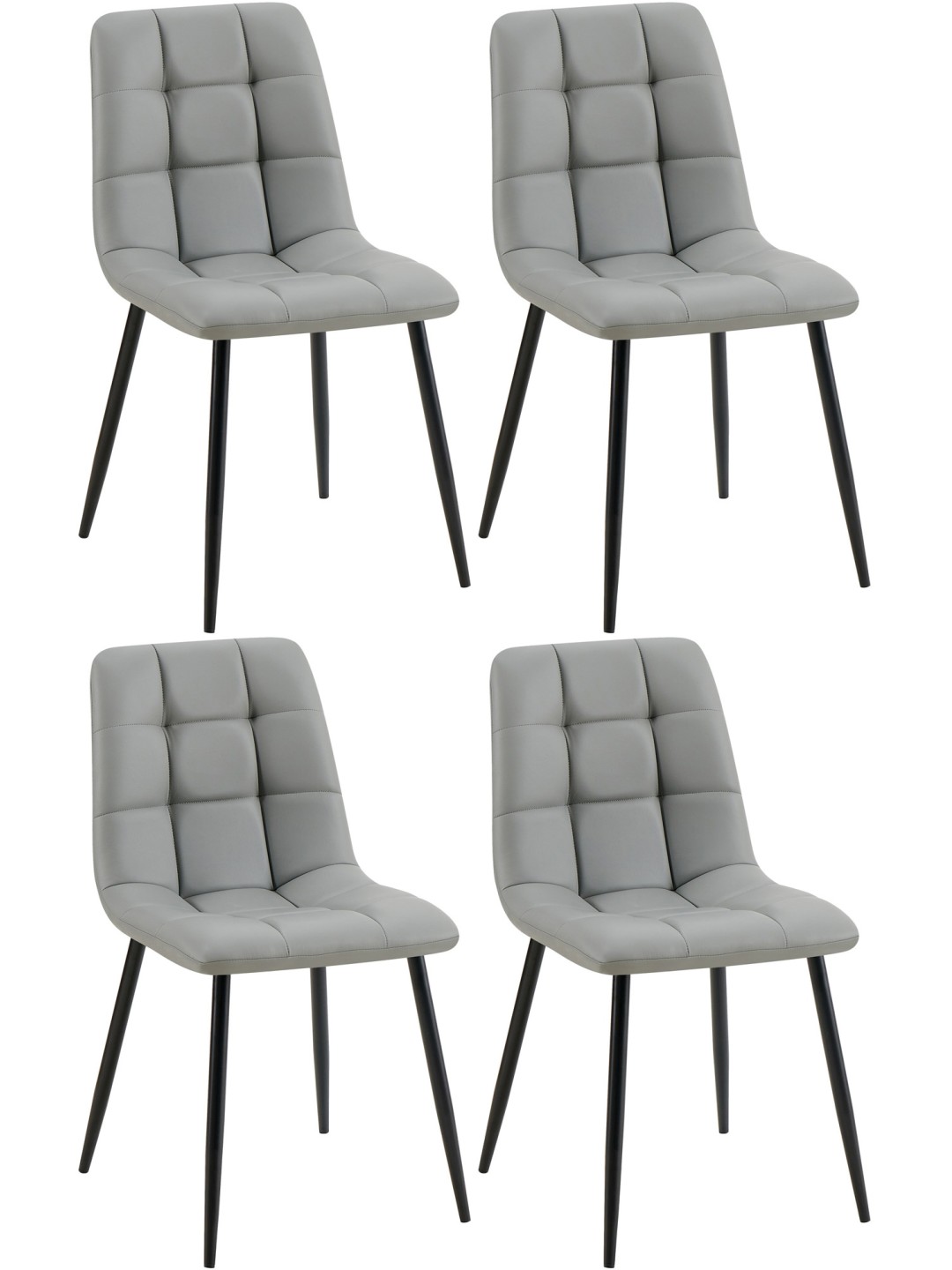 4 db Antibes műbőr étkezőszék szett, világosszürke