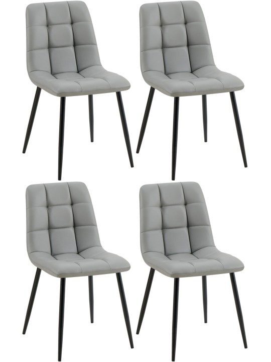 4 db Antibes műbőr étkezőszék szett, világosszürke