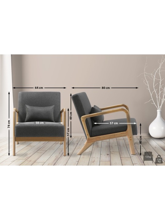 Fotel Hibbing szövet, sötétszürke