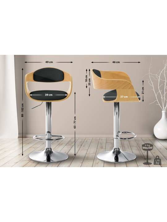 Bárszék Kingston C, natúr/fekete