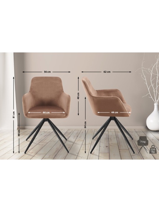 Olema bársony étkezőszék, barna