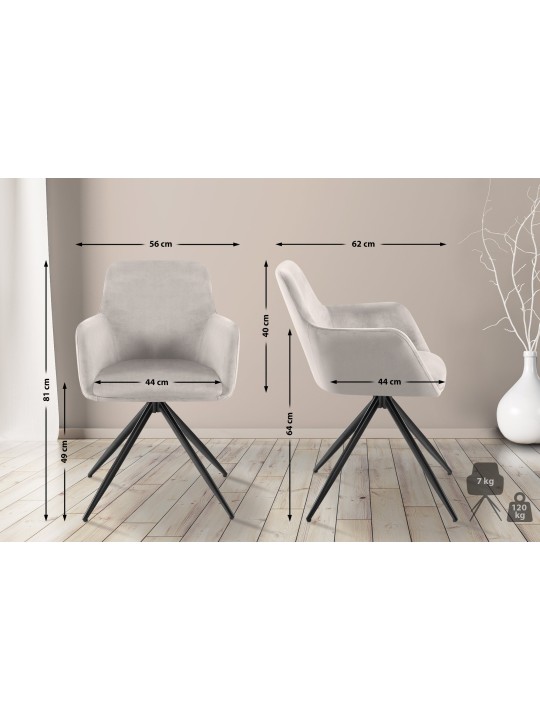 Olema bársony étkezőszék, szürke