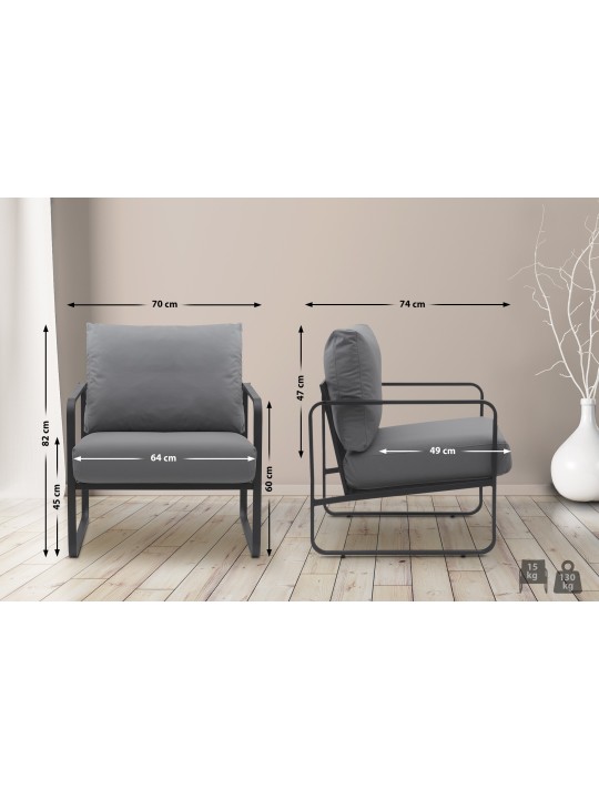 Lounger Manea műbőr, szürke