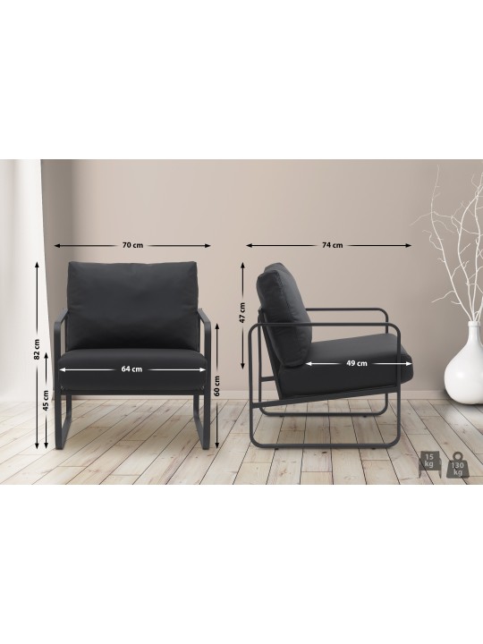 Lounger Manea műbőr, fekete