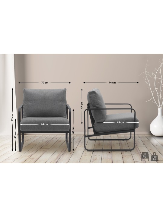 Lounger Manea szövet, sötétszürke
