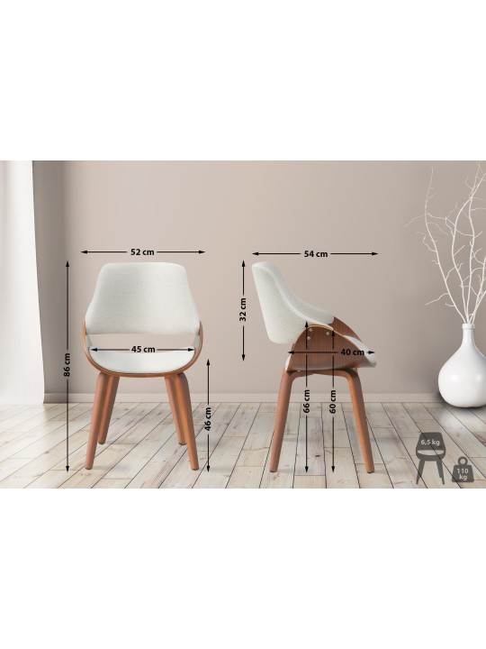 Vangale szövet étkezőszék, dió/krém Vangale szövet étkezőszék, dió/krém