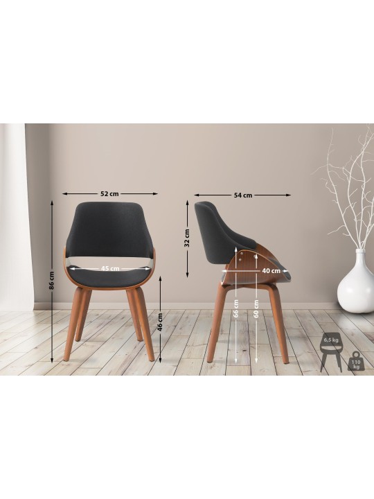 Vangale szövet étkezőszék, dió/fekete Vangale szövet étkezőszék, dió/fekete