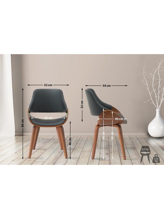 Vangale műbőr étkezőszék, dió/fekete