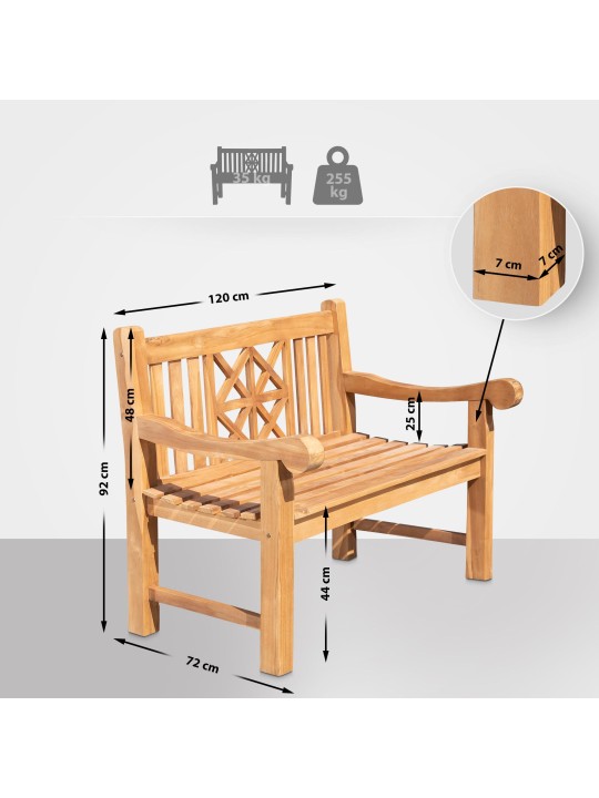 Teak pad Florida 120 cm huzattal, teak