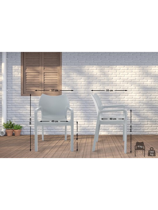 Szék DIVA, világosszürke