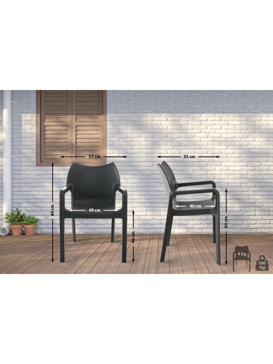 Szék Díva, sötétszürke