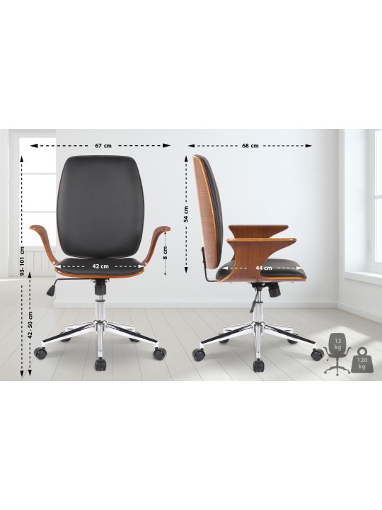 Burbank műbőr irodai szék, dió/fekete