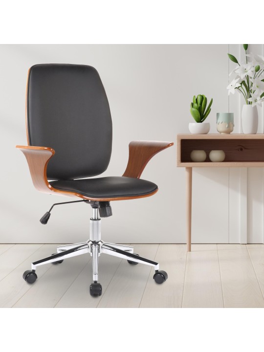 Burbank műbőr irodai szék, dió/fekete
