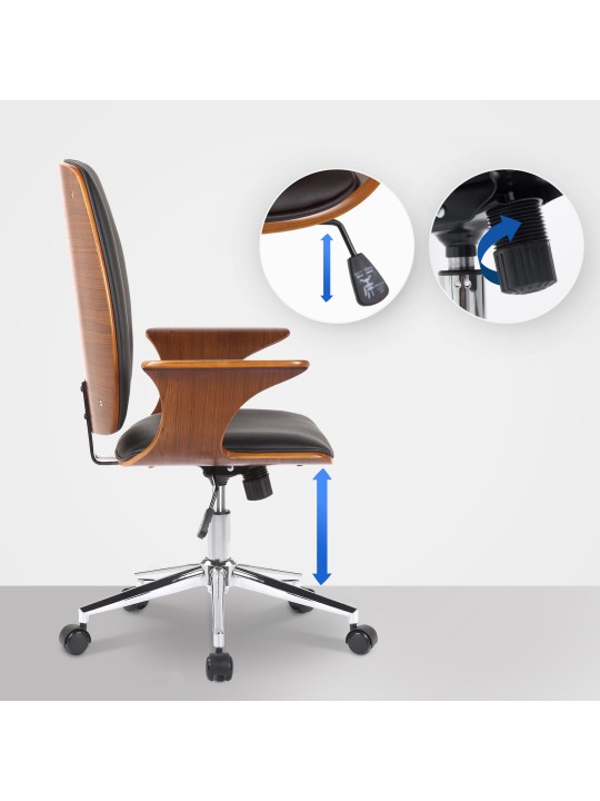 Burbank műbőr irodai szék, dió/fekete