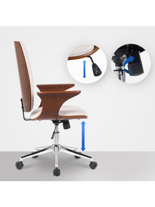 Burbank műbőr irodai szék, dió/fehér