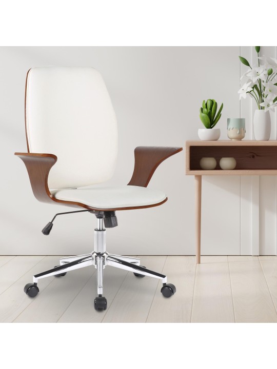 Burbank műbőr irodai szék, dió/fehér