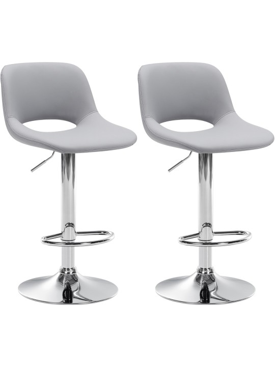 2 db bárszék szett Camden műbőr króm, szürke