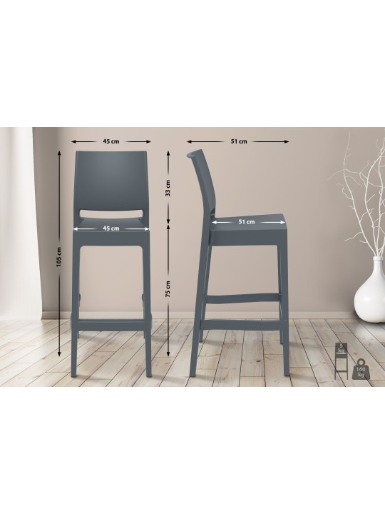 4 db Maya bárszék készlet, sötétszürke