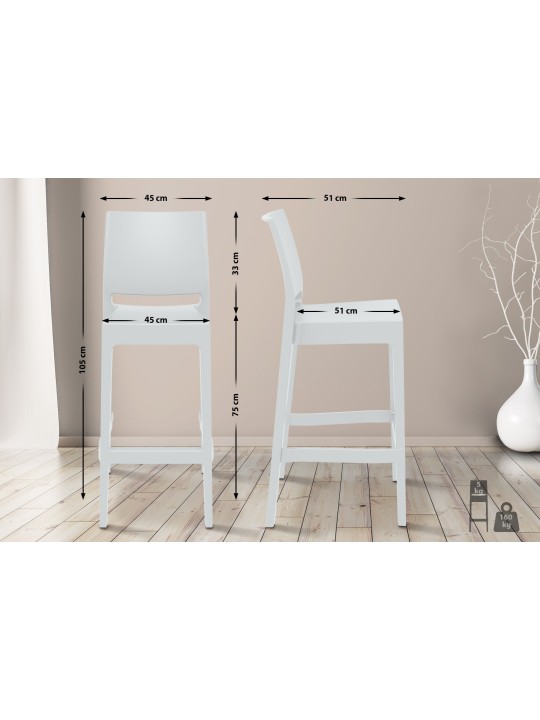 4 db Maya bárszék készlet, fehér