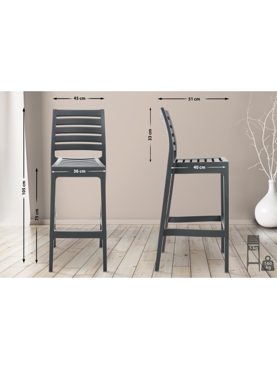 4 db Ares bárszék készlet, sötétszürke 4 db Ares bárszék készlet, sötétszürke