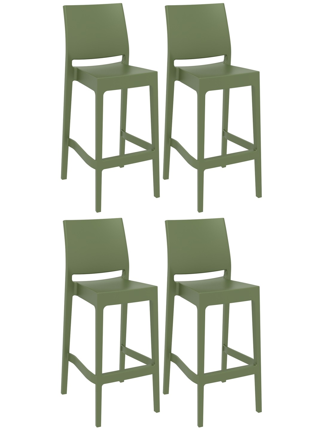 4 db Maya bárszék készlet, olajzöld