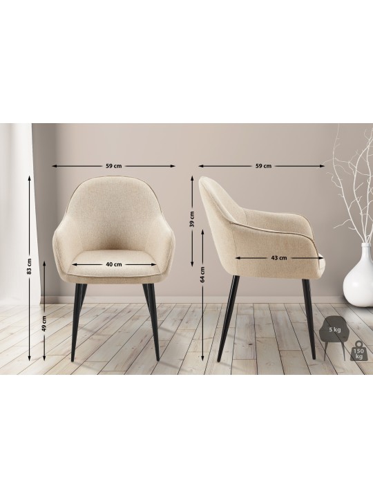 2 db étkezőszék szett Boise szövet, taupe