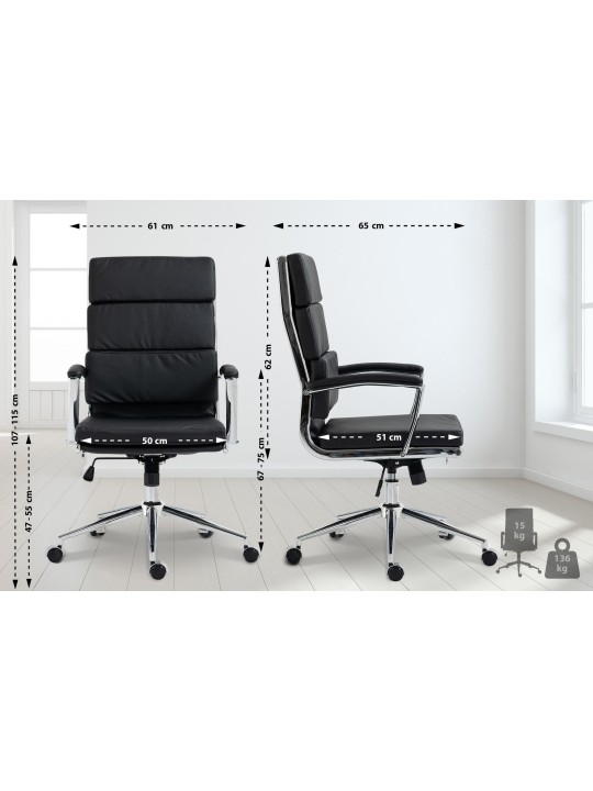 Cleveland műbőr irodai szék, fekete