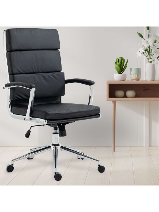 Cleveland műbőr irodai szék, fekete